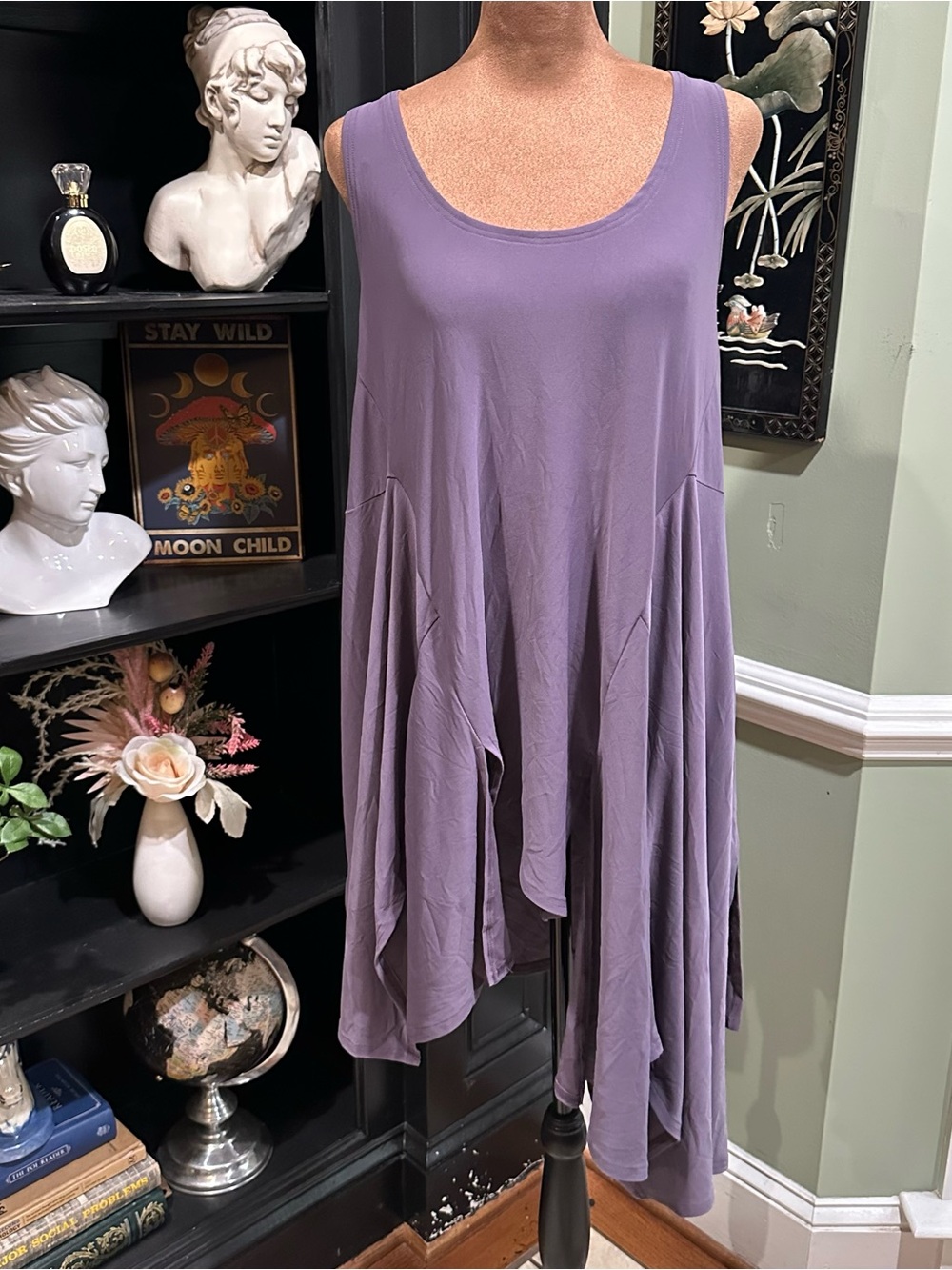 Sympli Lilac Asymmetrical Wearable‑Art Tunic Tank Size Small (Made in Canada)